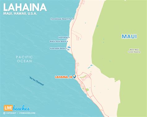 Map of Lahaina Beach, Hawaii - Live Beaches