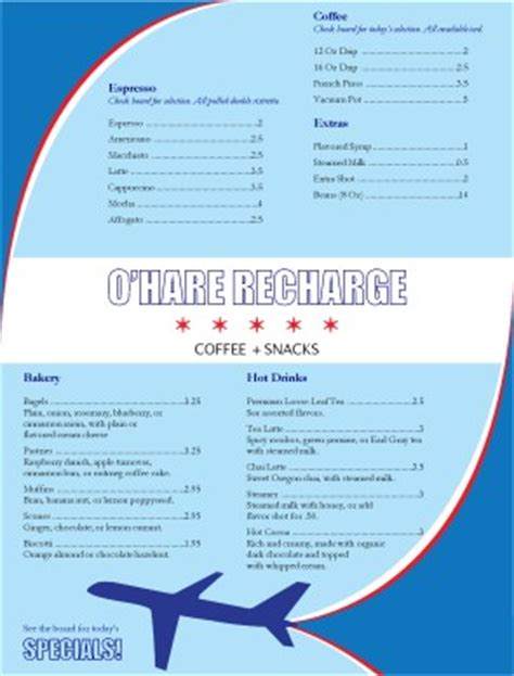 Airport Cafe Menu | Template Archive