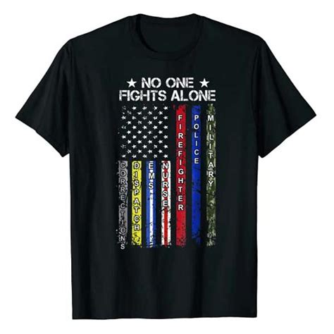 No One Fights Alone Flag T-Shirt - Code 3 Garage