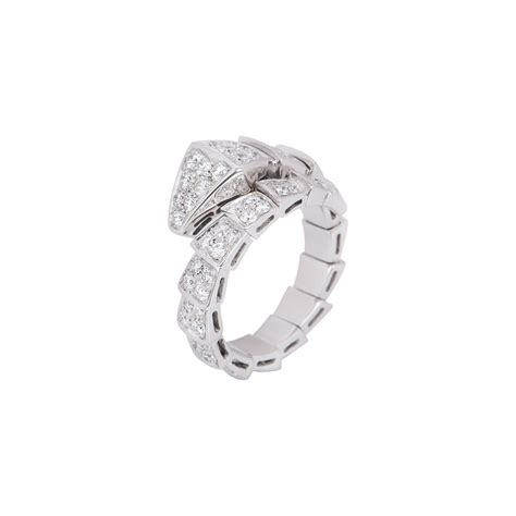 Bvlgari White Gold Diamond Serpenti Ring 347721 | Rich Diamonds