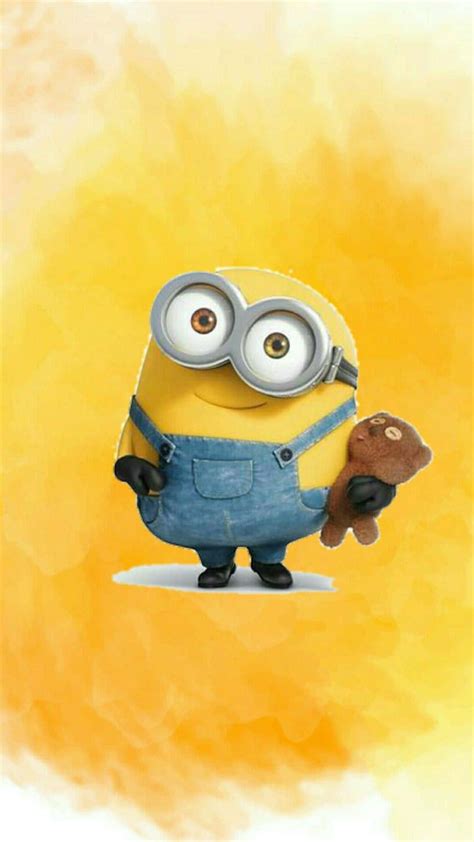 Download Bob With Bear Despicable Me Minion Iphone Wallpaper | Wallpapers.com