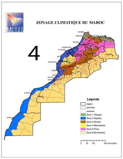 Climate Zones in Morocco after evaluation. Note: Zone 6 (Errachidia ...