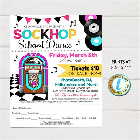 Sock Hop School Dance 50's theme | TidyLady Printables