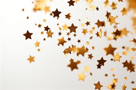 Premium AI Image | Golden stars confetti on a white background Festive ...