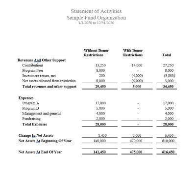 Nonprofit Statement Of Activities | The Big 4 Accounting Firms