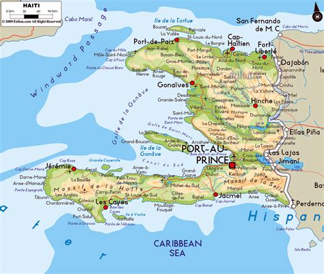 Detailed political and physical map of Haiti. Haiti detailed political ...