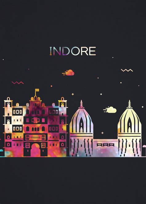 'Indore City Skyline Art' Poster, picture, metal print, paint by Design Turnpike | Displate