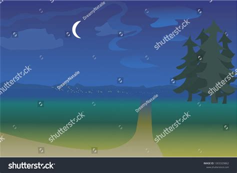 Night Road Vector Stock Vector (Royalty Free) 1303329862