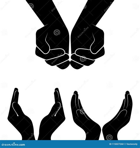 Open Hands Silhouette on White Stock Vector - Illustration of catholic ...