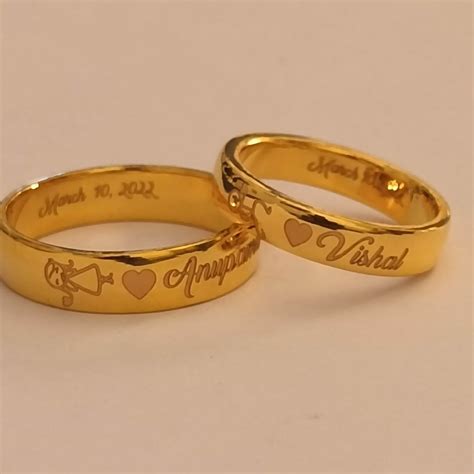 Dolly Engraved Gold Couple Name Rings