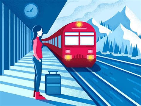 Train illustration, Train station, Train art