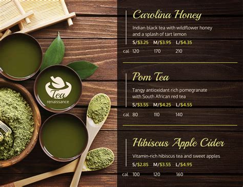 Tea Menu Template Free