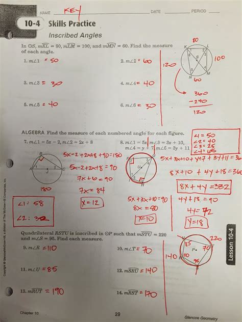 Inscribed Angle Examples And Answers