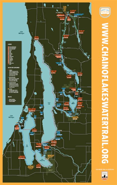 2' x 3' Chain of Lakes Water Trail Vinyl Map - Paddle Antrim - Antrim ...