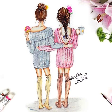 Подруги Лучшие подруги | Best friend drawings, Bff drawings, Drawings ...