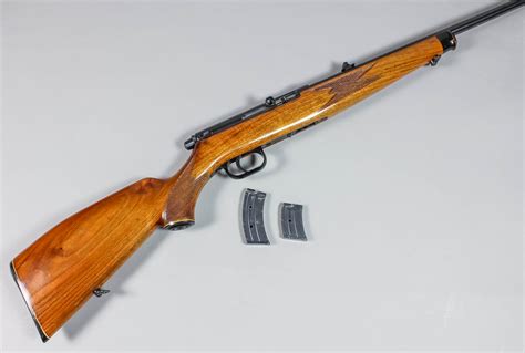 A .22 LR calibre semi automatic rifle by Krico of Germany, Serial No. 266546, 22ins blued steel b