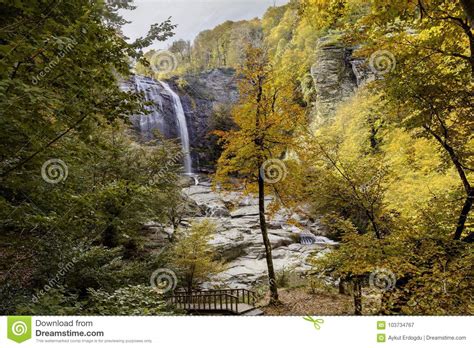 Waterfall in autumn stock image. Image of woods, outdoors - 103734767