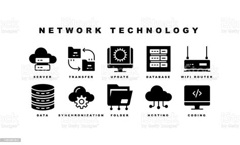 Network Technology Database Cloud Folder Icons Stock Illustration - Download Image Now ...