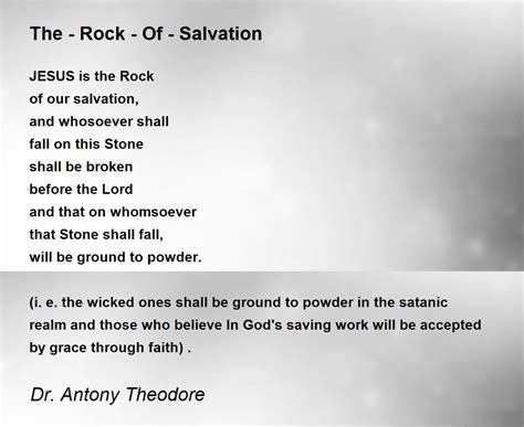 The - Rock - Of - Salvation - The - Rock - Of - Salvation Poem by Dr. Antony Theodore