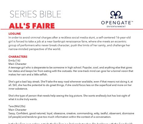 How to Write a Great Series Bible - OpenGate Entertainment