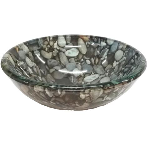 Eden Bath Small Natural Pebble Pattern Glass Vessel Sink in Multi Colors-EB_GS39 - The Home Depot