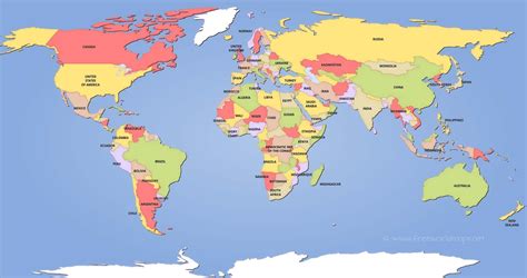 5 Free Large Printable World Map PDF with Countries in PDF | World Map With Countries