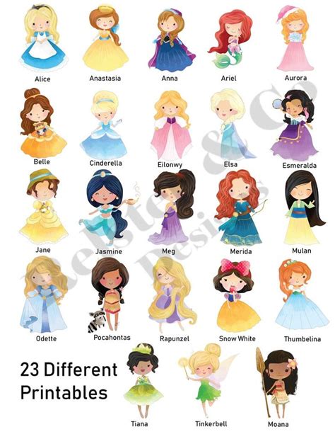 Princess Prints Nursery Prints Wall Decor Bedroom Art Set - Etsy | Disney princess names, Disney ...