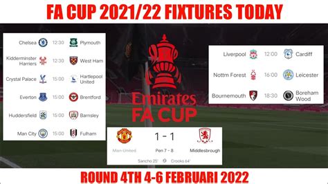 FA CUP Fixtures Today 4th Round 4-6 February 2022 • Man united 1-1 Middlesbrough ~ FA CUP 2021/ ...