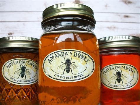 Custom Vintage Seal Oval Honey Jar Labels for backyard beekeeper gift ...