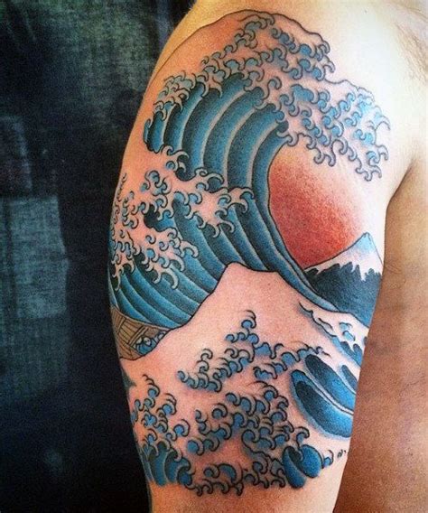 The Great Wave Off Kanagawa Tattoo For Guys | Wave tattoo design, Waves tattoo, Japanese wave ...