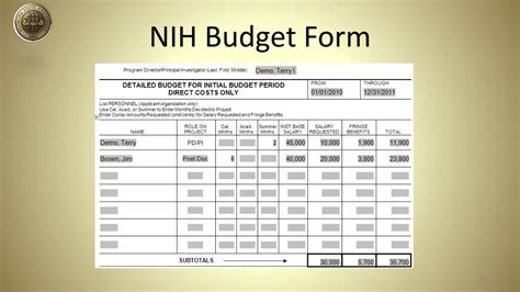 Nih Budget Template Excel