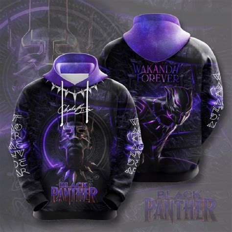 Black Panther Avengers Marvel Character Signature 3D Hoodie All Over ...