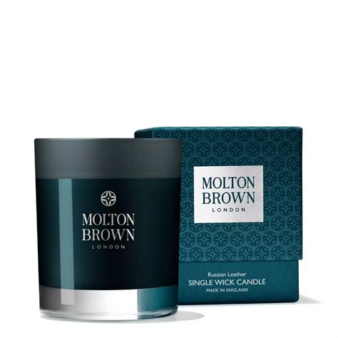 Molton Brown Russian Leather Single Wick Candle is a scented candle ...