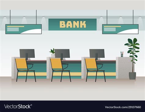 Bank office interior big work corporate room Vector Image