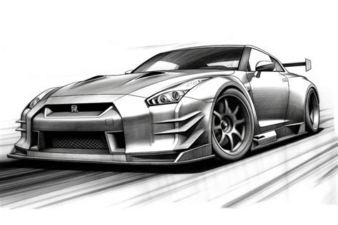 Dibujo a lápiz Nissan GTR Imprimir Descarga instantánea - Etsy España