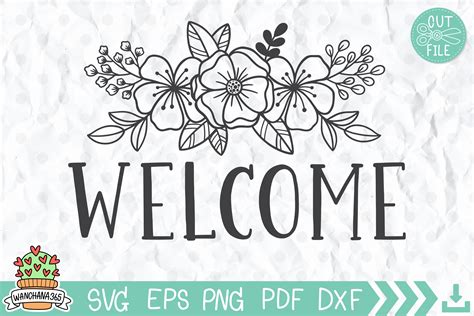 Welcome Sign SVG File, Flower Welcome Graphic by wanchana365 · Creative ...