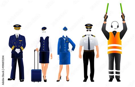 Pilot stewardess and air traffic controller uniform Stock Vector ...