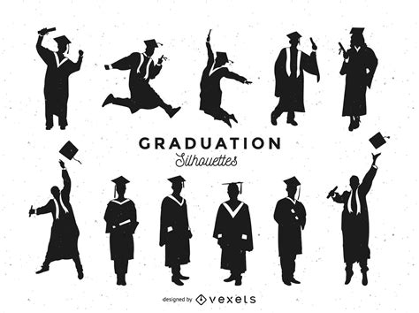 Graduation Silhouettes Set Vector Download