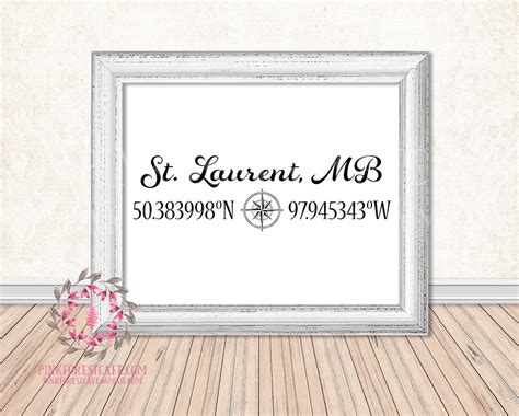 Coordinates Longitude Latitude Wall Art Print Compass North West East – Pink Forest Cafe