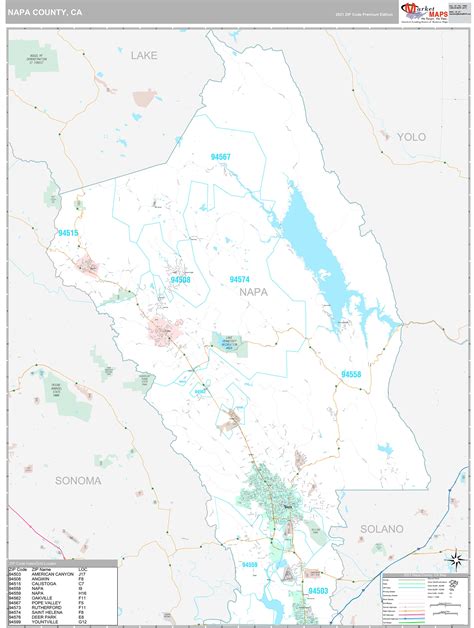 Napa County, CA Wall Map Premium Style by MarketMAPS