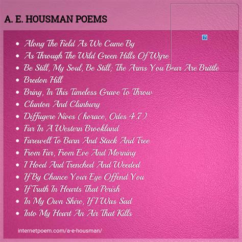 A. E. Housman Town Poems