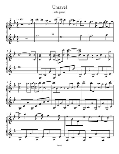 Unravel Sheet music for Piano (Solo) | Musescore.com