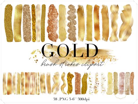 Gold Brush Strokes Clipart By iHelpUrArt | TheHungryJPEG