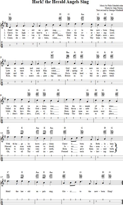 Hark! the Herald Angels Sing : Ukulele Chords, Sheet Music, Tab, Lyrics