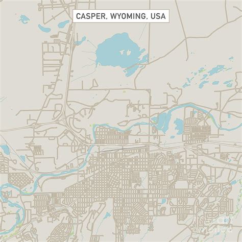 Casper Wyoming US City Street Map Digital Art by Frank Ramspott - Pixels