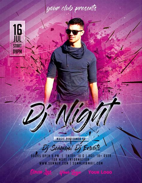 DJ Night Summer Party Flyer Poster (93213) | Flyers | Design Bundles | Party flyer, Dj, Summer party