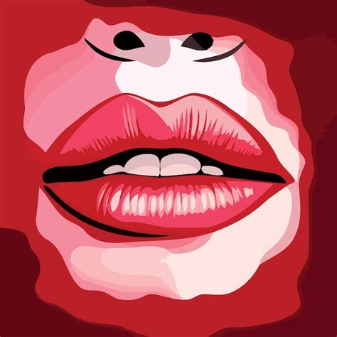 Premium Vector | Female lips with red lipstick