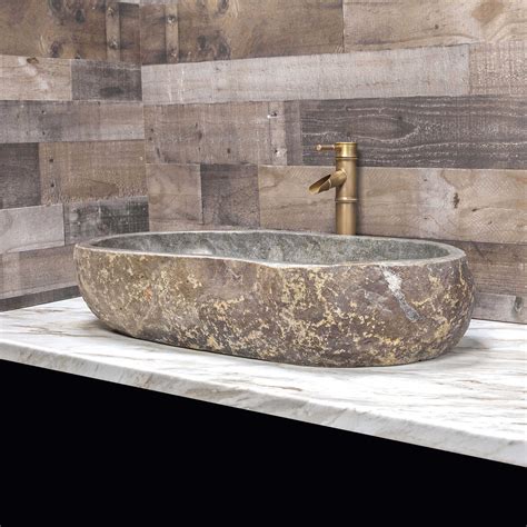 River Stone Vessel Sink Extra Large: Bathroom Fixtures - Decora Loft