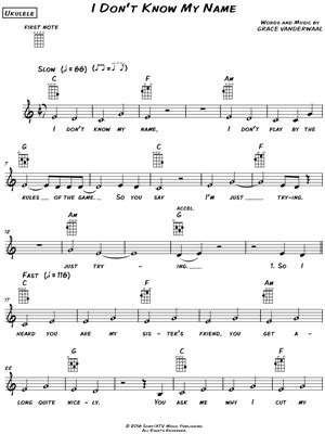 I Dont Know My Name Chords Ukulele - Sheet and Chords Collection