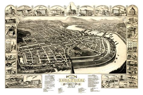 Old map showing Holyoke, Massachusetts in 1881 - KNOWOL